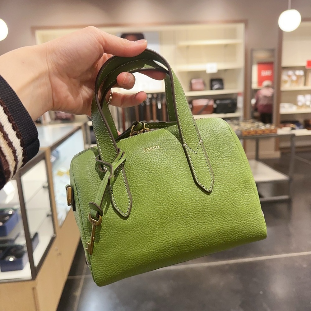 NWT Fossil Sydney Women Handbag Lush Lime / Green Detachable Strap Mini Satchel